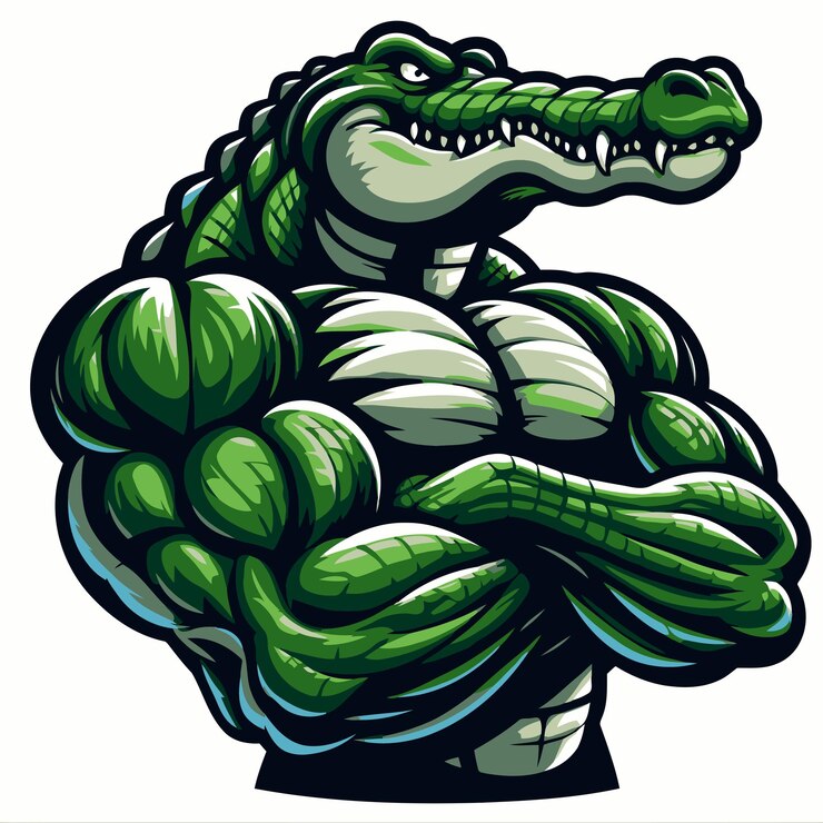 Vector mascota de cocodrilo con un cuerpo muscular enorme vector básico