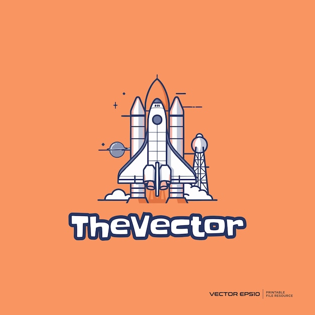 La mascota del cohete, el vector del logotipo, el personaje, la ilustración de dibujos animados eps10