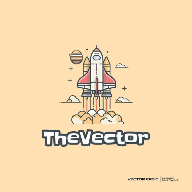 La mascota del cohete, el vector del logotipo, el personaje, la ilustración de dibujos animados eps10