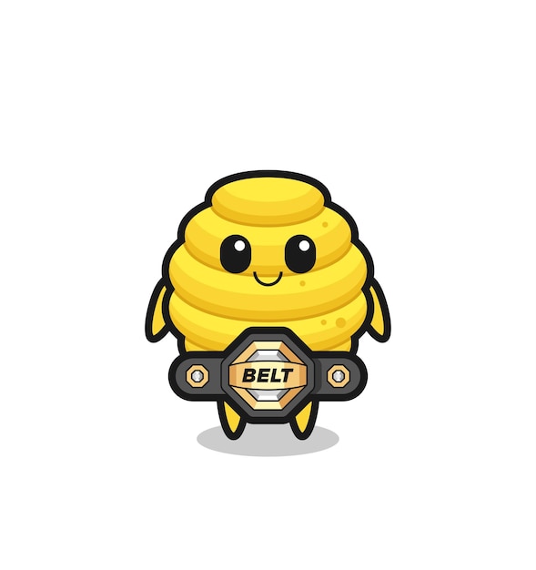 La mascota de la colmena de abejas luchadora de MMA con un lindo diseño de cinturón