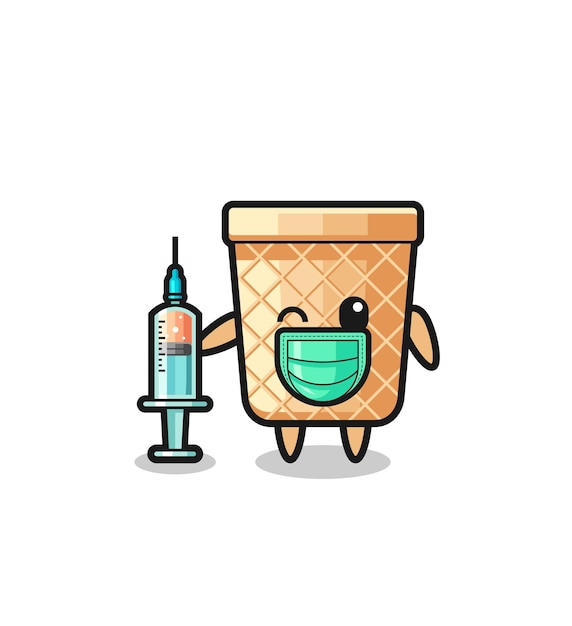 Mascota de cono de galleta como vacunador