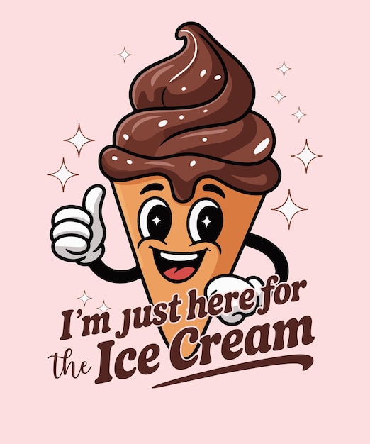 Mascota del cono de helado con delicias de chocolate