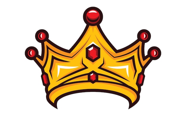 Mascota de la corona dorada Ilustración vectorial aislada sobre fondo blanco Ilustración vectoria de la corona real