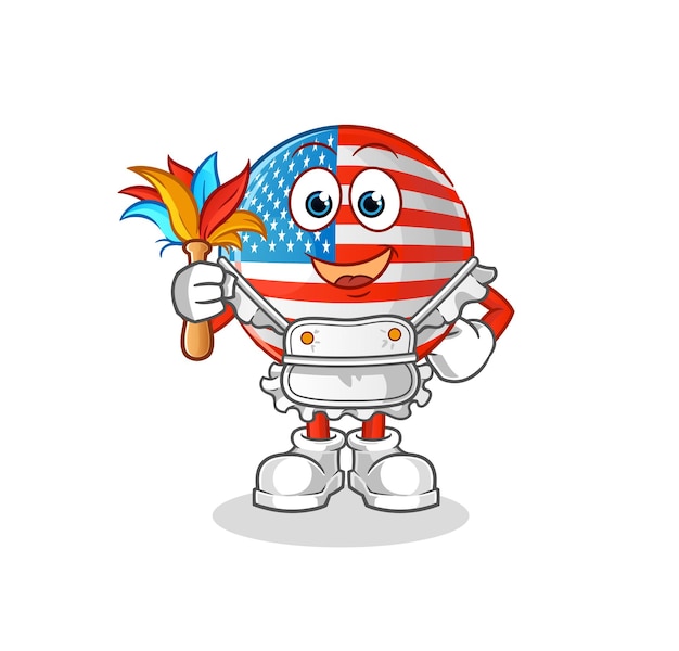 Mascota de la criada de la bandera americana. vector de dibujos animados