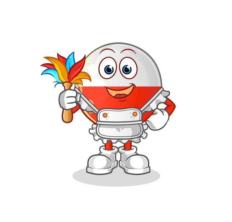 Vector mascota de la criada de la bandera de polonia. vector de dibujos animados