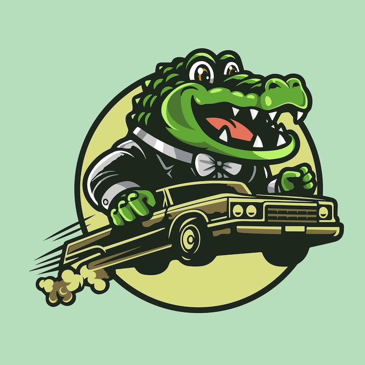 Vector la mascota de crocodile energy boost potencia los servicios de aceleración de su vehículo