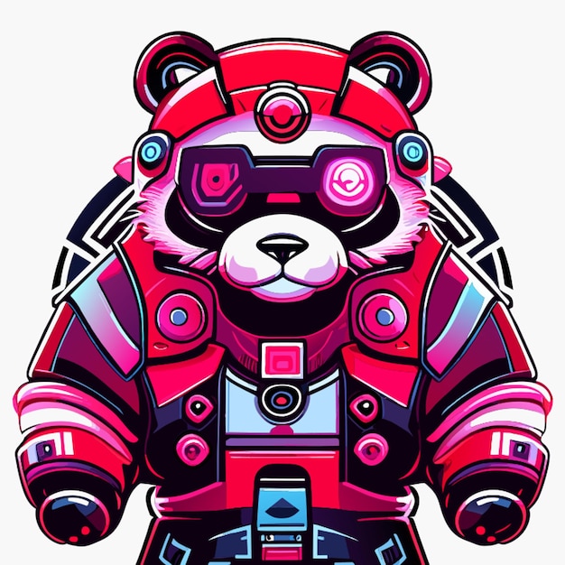 Mascota de cuerpo completo estilo personaje cyberpunk frente frente a fondo blanco ilustración vectorial de dibujos animados