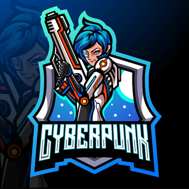 Mascota cyberpunk. diseño de logo de esport