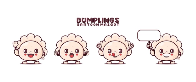 Mascota de dibujos animados de albóndigas con diferentes expresiones