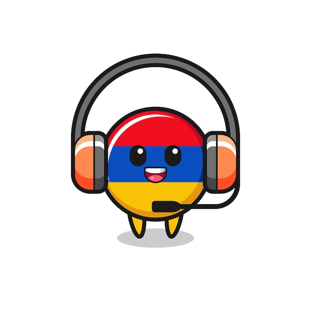 Mascota de dibujos animados de la bandera de armenia como servicio al cliente