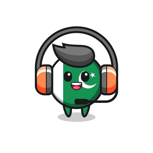 Mascota de dibujos animados de la bandera de pakistán como servicio al cliente, diseño lindo