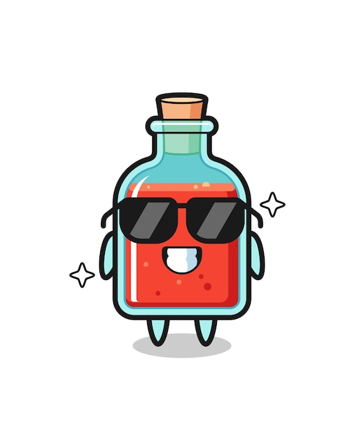 Mascota de dibujos animados de botella de veneno cuadrada con diseño lindo gesto fresco
