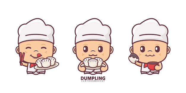 mascota de dibujos animados del chef con dumpling