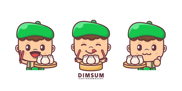 mascota de dibujos animados con dimsum adecuada para logotipos, pegatinas de marca y iconos