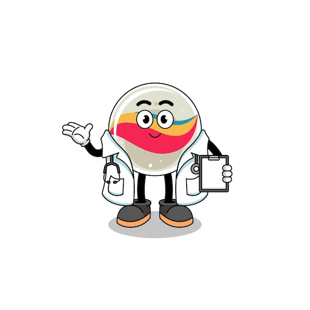 Mascota de dibujos animados del doctor de juguete de mármol