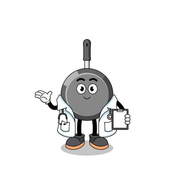 Mascota de dibujos animados del doctor sartén
