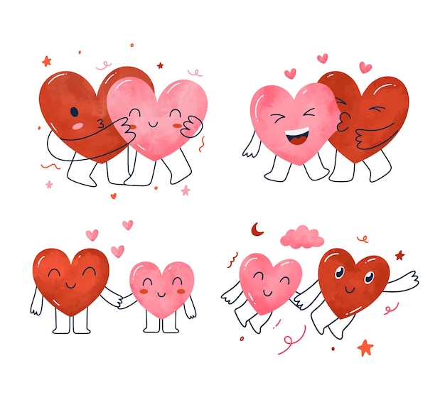 Vector la mascota de dibujos animados es una pegatina romántica para el día de san valentín.