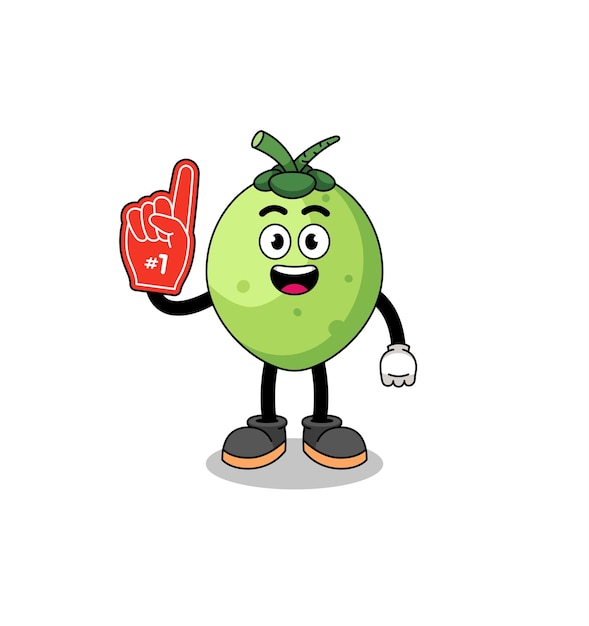 Mascota de dibujos animados de fanáticos del coco número 1