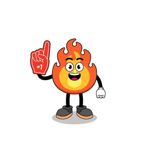 Mascota de dibujos animados de fanáticos del fuego número 1