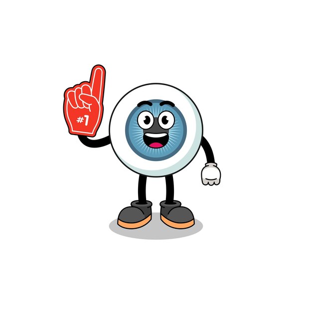 Mascota de dibujos animados de los fanáticos del globo ocular número 1