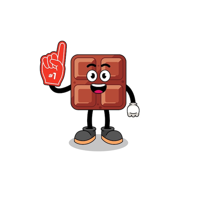 Mascota de dibujos animados de fanáticos número 1 de la barra de chocolate
