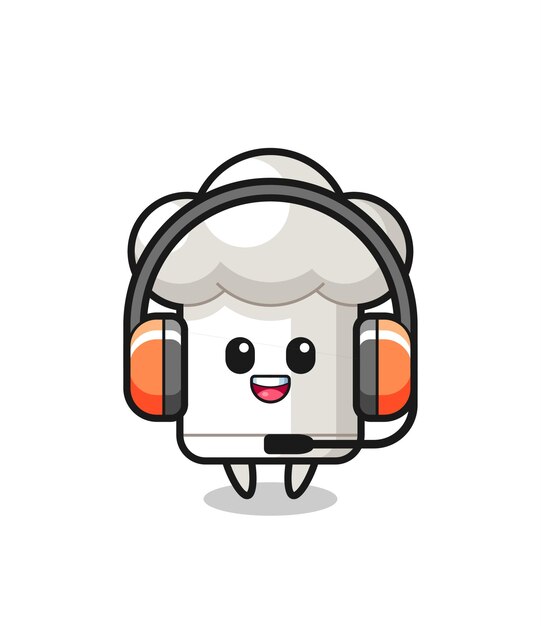 Mascota de dibujos animados de gorro de cocinero como servicio al cliente, diseño de estilo lindo para camiseta, pegatina, elemento de logotipo