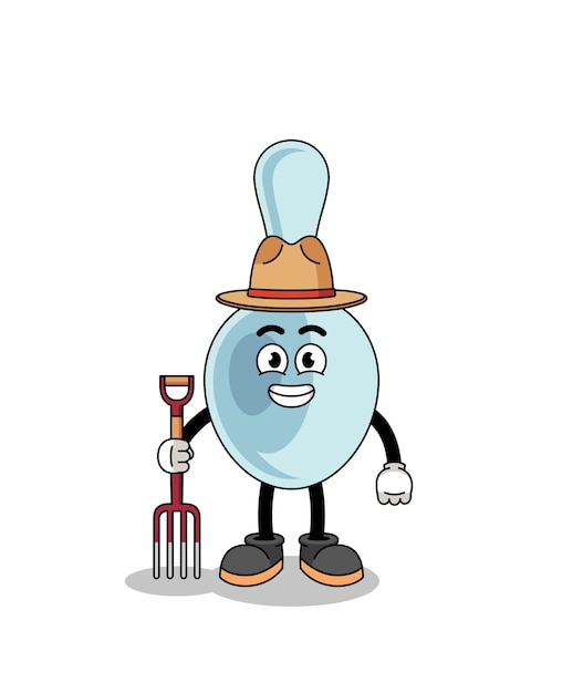 Mascota de dibujos animados de granjero de cuchara