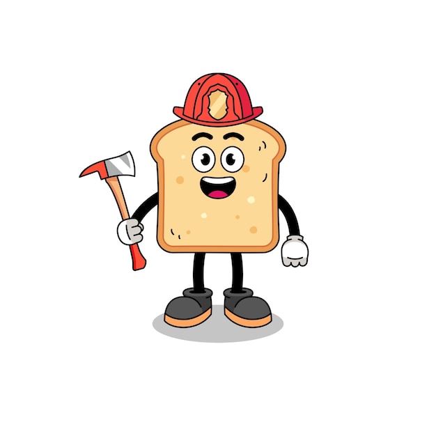 Mascota de dibujos animados de pan bombero