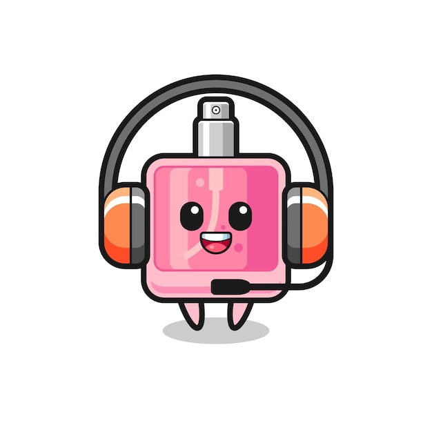 Mascota de dibujos animados de perfume como servicio al cliente, diseño de estilo lindo para camiseta, pegatina, elemento de logotipo