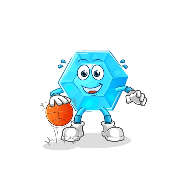 Mascota de dibujos animados de personaje de baloncesto de regate de diamante