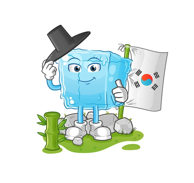 Mascota de dibujos animados de personaje coreano de cubo de hielo