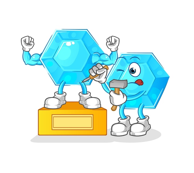 Mascota de dibujos animados de personaje de escultor de diamantes