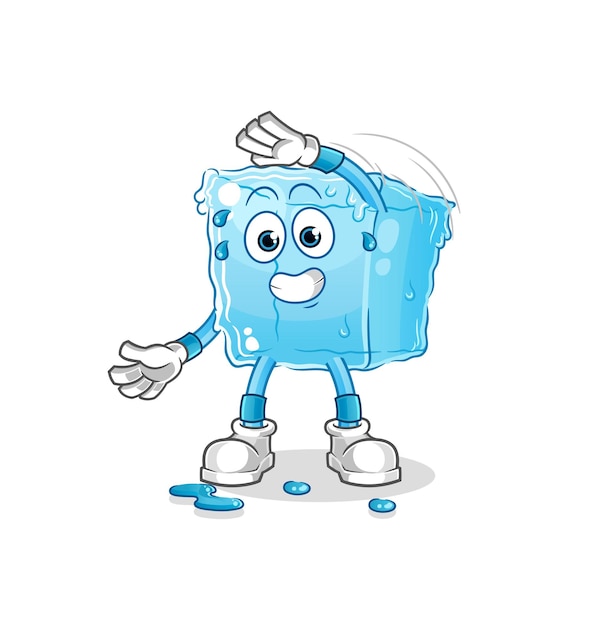 Mascota de dibujos animados de personaje de estiramiento de cubo de hielo