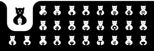 mascota de dibujos animados plana y linda iconas modernas conjunto de diseño vectorial