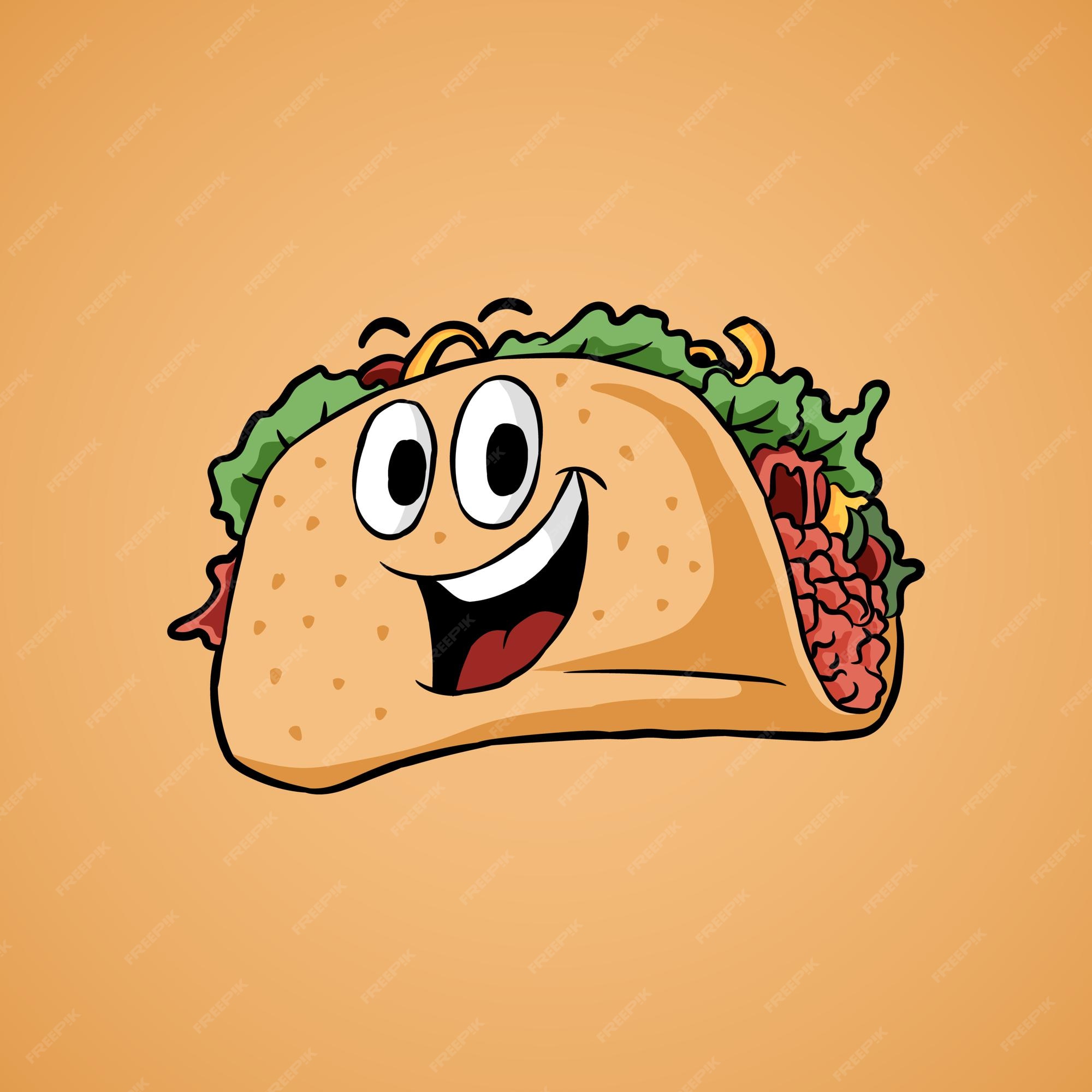 Mascota de dibujos animados de taco con expresión feliz | Vector Premium Mascota de dibujos animados de taco con expresión feliz | Vector Premium
