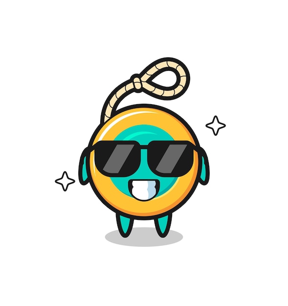 Mascota de dibujos animados de yoyo con gesto genial