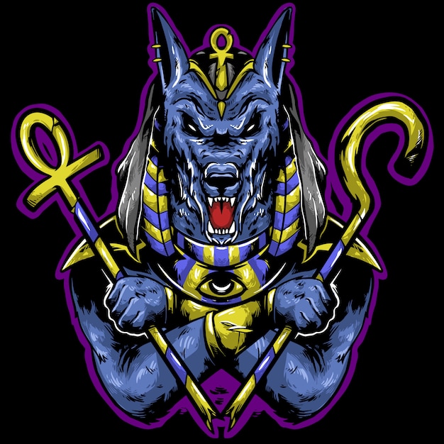 mascota de diseño de logo de anubis