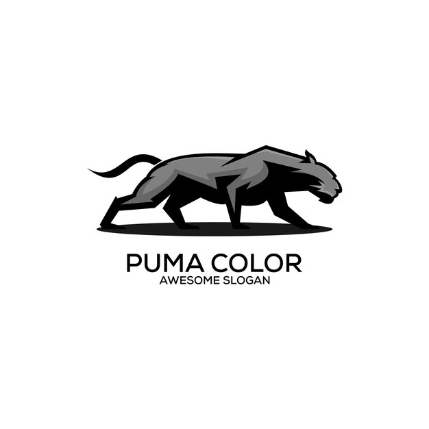 Mascota de diseño de logotipo de color puma