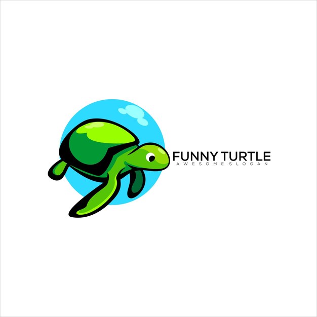 Mascota de diseño de logotipo de tortuga divertida colorida