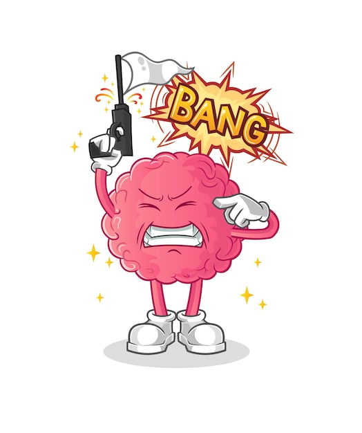 Mascota de disparo de advertencia de cerebro. vector de dibujos animados