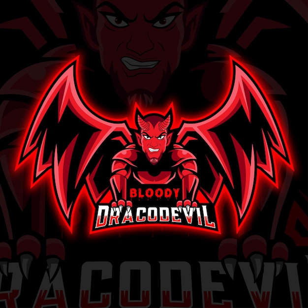 Mascota de draco devil para el logotipo de juegos de contracción de esports deportivos