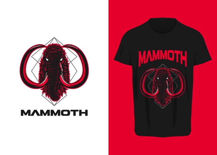 Mascota de elefante mamut con fondo geométrico en detalle ilustración vectorial para logo y camisa
