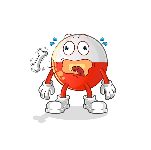 Mascota del eructo de la bandera de Polonia. vector de dibujos animados