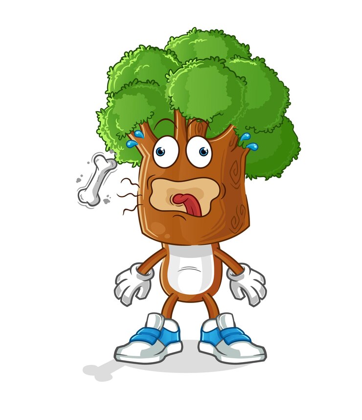 Vector mascota de eructo de dibujos animados de cabeza de árbol. vector de dibujos animados