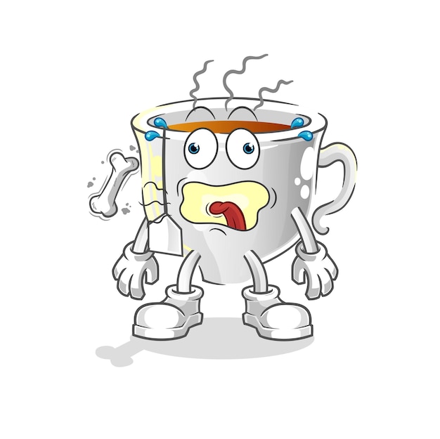 Mascota de eructo de taza de té. vector de dibujos animados