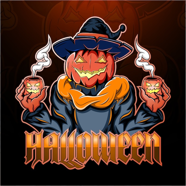 Vector mascota de esport de calabaza de halloween