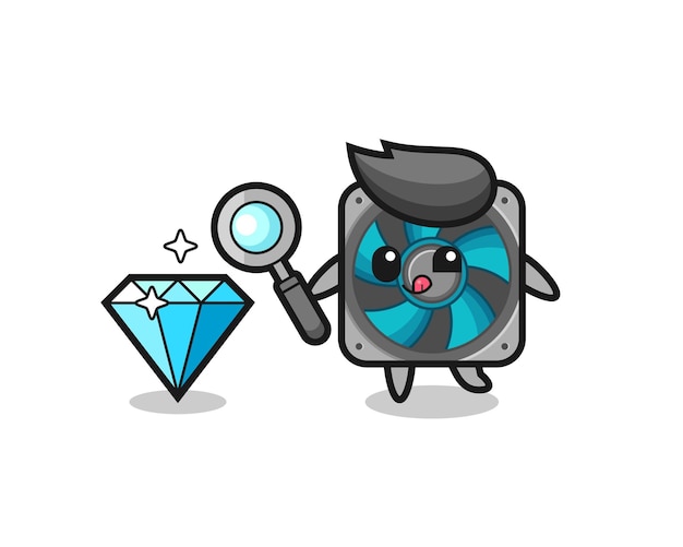 La mascota de los fanáticos de las computadoras está comprobando la autenticidad de un diamante