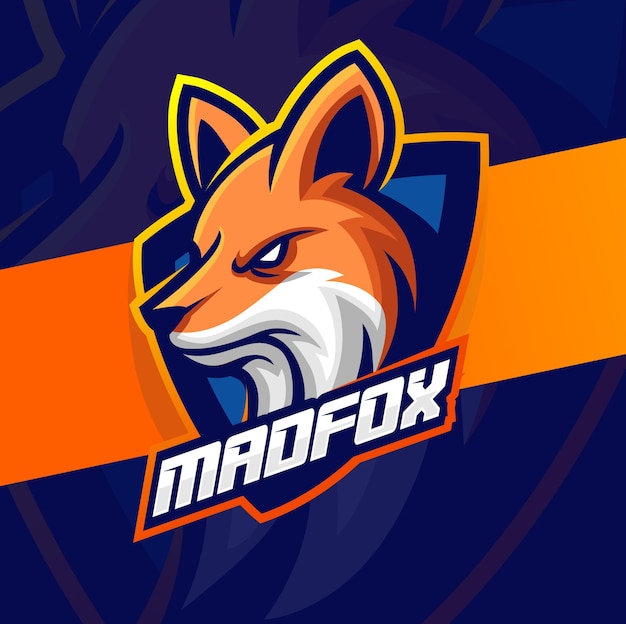 Vector mascota fox para diseños de logotipos e-sport para equipos de juegos