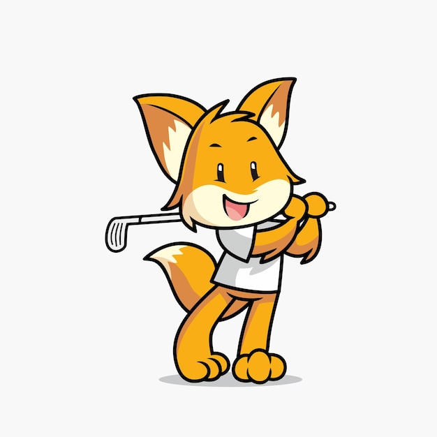 Mascota de fox jugando al golf.