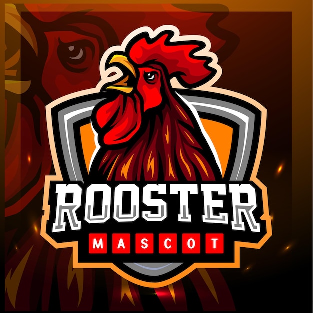 Mascota de gallo. diseño de logo de esport